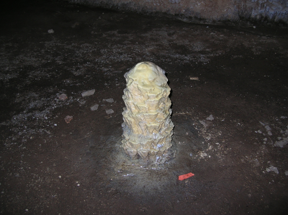 A stalagmite in Hidden Cave.