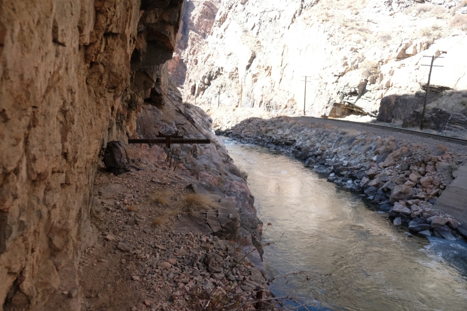 Looking up river from the pipe notch.