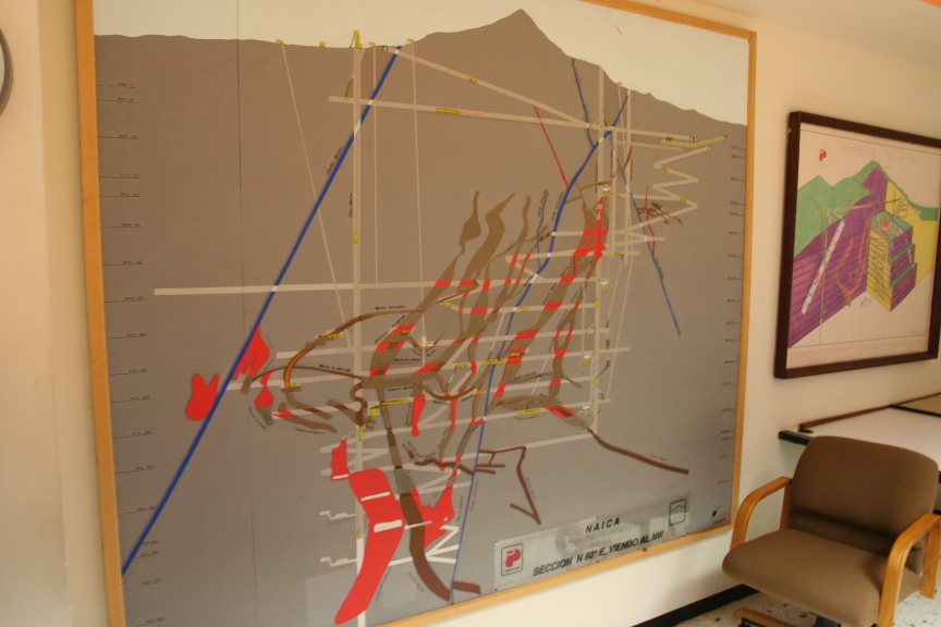A wall map of the mine.