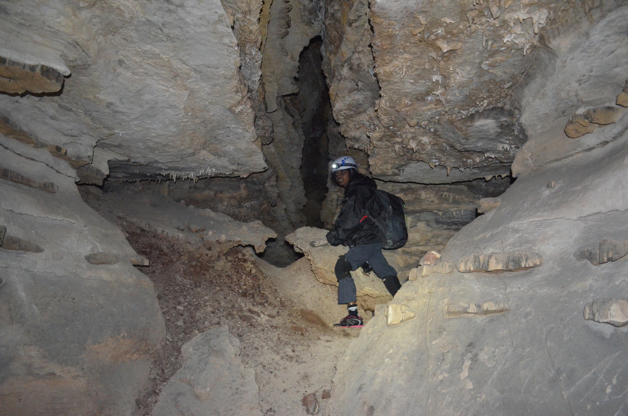 Eshani exploring Robinson's Cave.