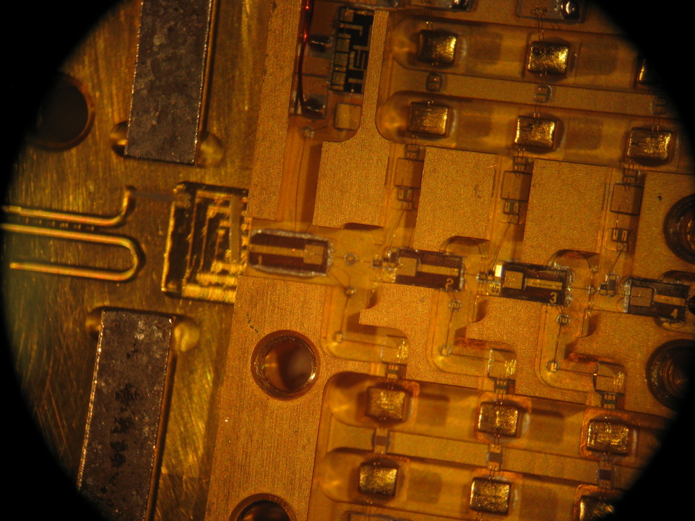 Microscopic view of receiver circuitry.
