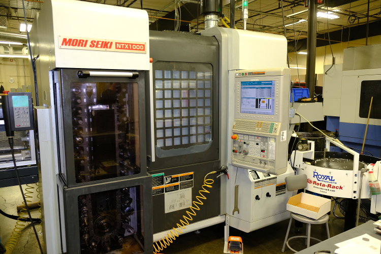 A Mori Seiki NTX 1000 CNC 6-axis mill in the machine shop.